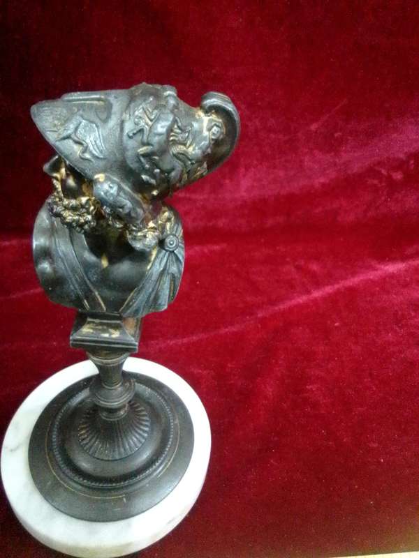 Stunning Vintage Bronze Bust Of Ajax A Hero From Greek Mythology Sculpture On Marble Stand