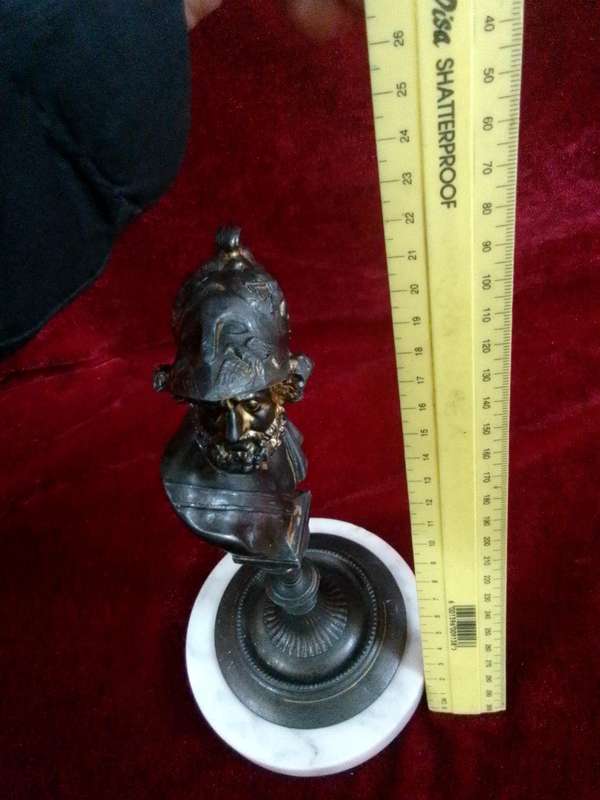 Stunning Vintage Bronze Bust Of Ajax A Hero From Greek Mythology Sculpture On Marble Stand