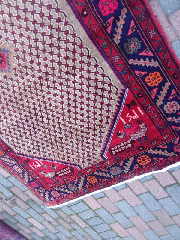 Stunning Handmade Persian Hamadan Carpet - 3m X 1.41 m - (80% Wool And 20% Cotton) - Good Condition