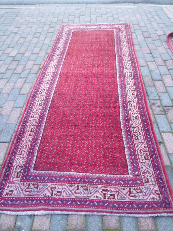 Gorgeous Handmade Persian Hamadan Carpet -2.95m X 1.15 m - (80% Wool And 20% Cotton) -Good Condition