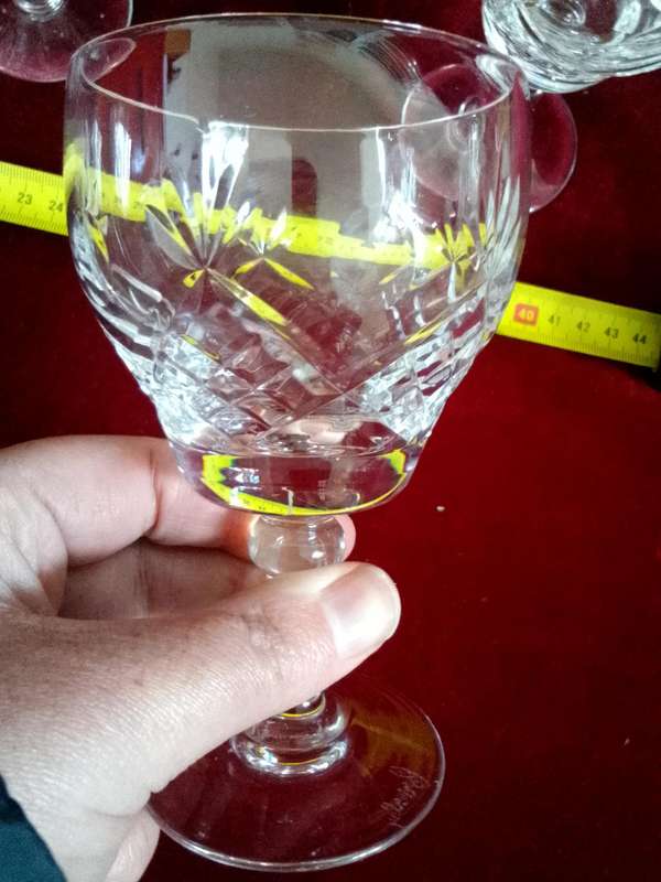 Beautiful Collection Of Five Vintage Royal Bierley Crystal Claret Glasses In Elizabeth Cut