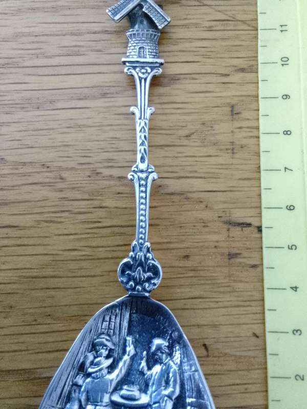 Antique Dutch Silver Unique Spinning Sugar Spoon 14.1g - Windmill Design - Good Condition
