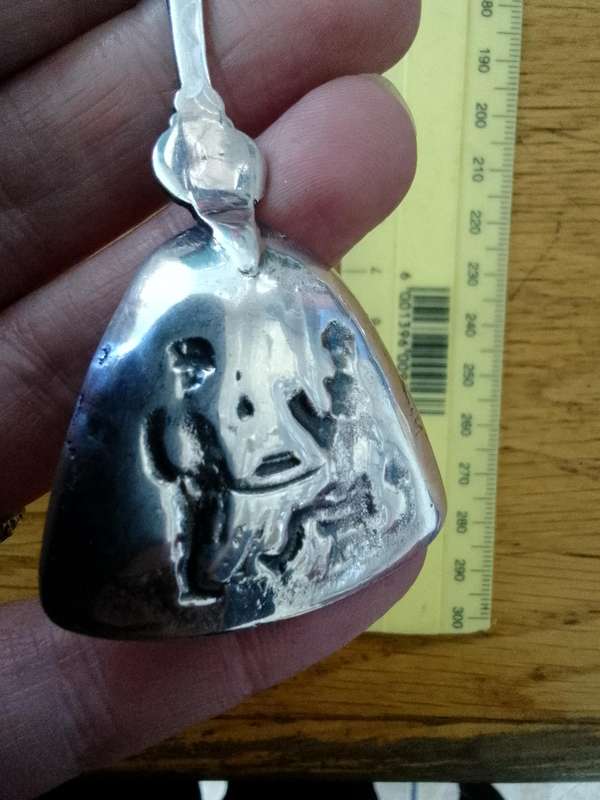 Antique Dutch Silver Unique Spinning Sugar Spoon 14.1g - Windmill Design - Good Condition