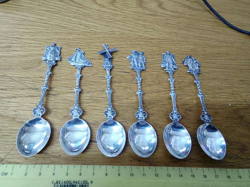 Stunning Collection Of Six Vintage Dutch Silver Plated EPNS Tea Spoons With Decorative Handles