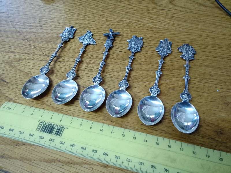 Stunning Collection Of Six Vintage Dutch Silver Plated EPNS Tea Spoons With Decorative Handles