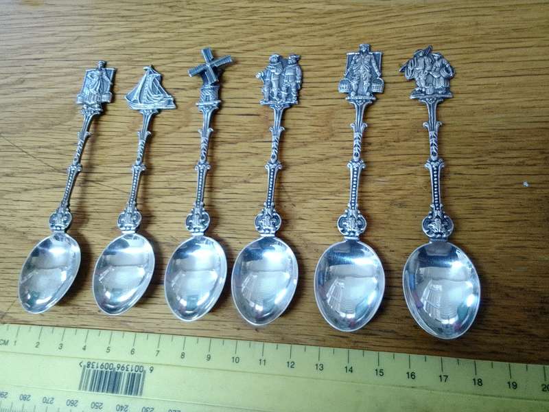 Stunning Collection Of Six Vintage Dutch Silver Plated EPNS Tea Spoons With Decorative Handles