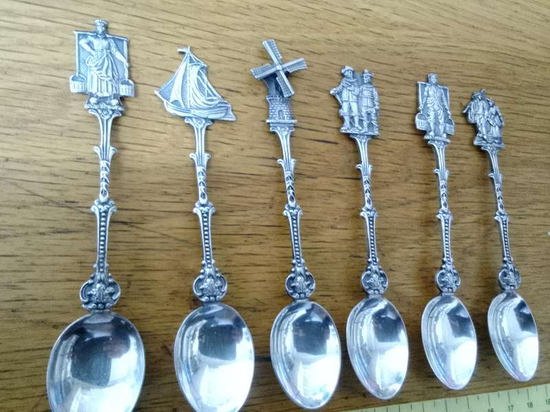 Stunning Collection Of Six Vintage Dutch Silver Plated EPNS Tea Spoons With Decorative Handles