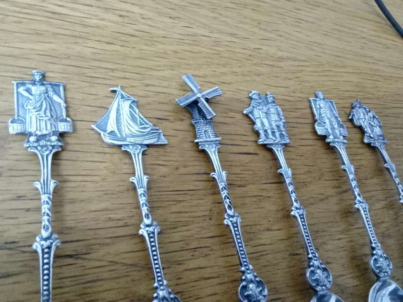 Stunning Collection Of Six Vintage Dutch Silver Plated EPNS Tea Spoons With Decorative Handles