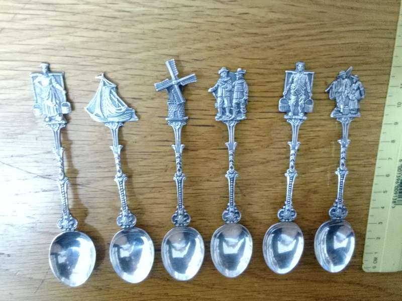 Stunning Collection Of Six Vintage Dutch Silver Plated EPNS Tea Spoons With Decorative Handles