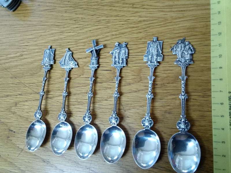 Stunning Collection Of Six Vintage Dutch Silver Plated EPNS Tea Spoons With Decorative Handles