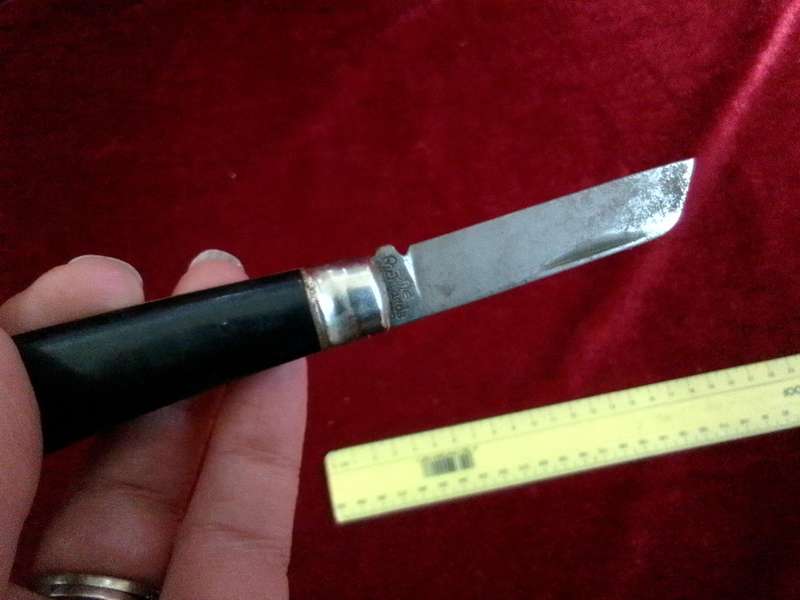 Beautiful Vintage Richards Sheffield England Folding Knife With Black Handle