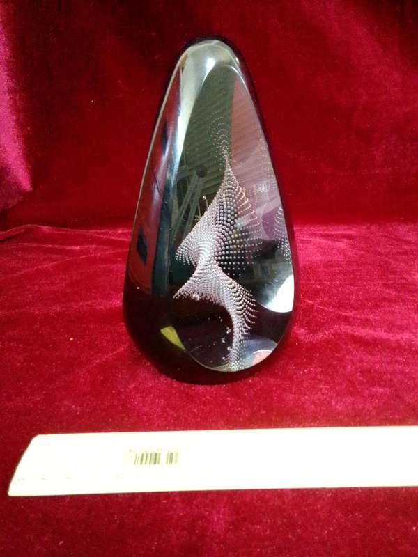 Stunning Murano Glass Paperweight With Silver Swirl 19cm (H)- Karl Thig 2012 Germany -Good Condition