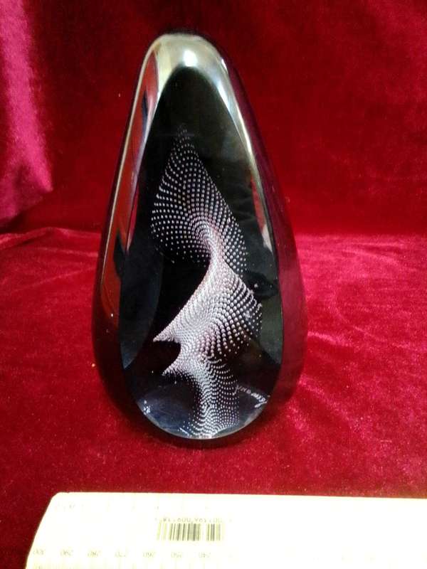 Stunning Murano Glass Paperweight With Silver Swirl 19cm (H)- Karl Thig 2012 Germany -Good Condition