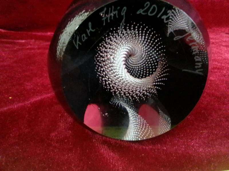 Stunning Murano Glass Paperweight With Silver Swirl 19cm (H)- Karl Thig 2012 Germany -Good Condition