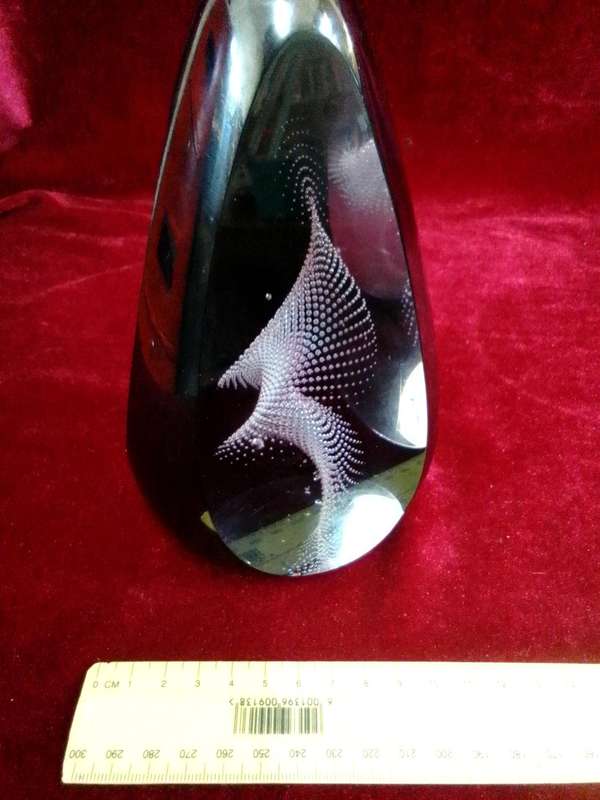 Stunning Murano Glass Paperweight With Silver Swirl 19cm (H)- Karl Thig 2012 Germany -Good Condition