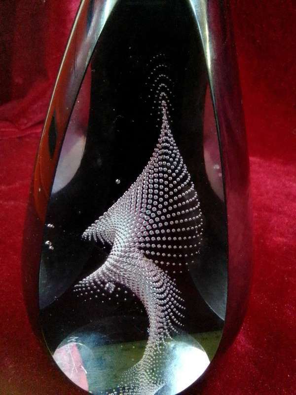 Stunning Murano Glass Paperweight With Silver Swirl 19cm (H)- Karl Thig 2012 Germany -Good Condition