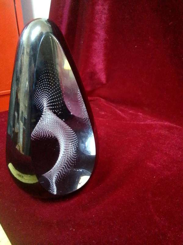Stunning Murano Glass Paperweight With Silver Swirl 19cm (H)- Karl Thig 2012 Germany -Good Condition