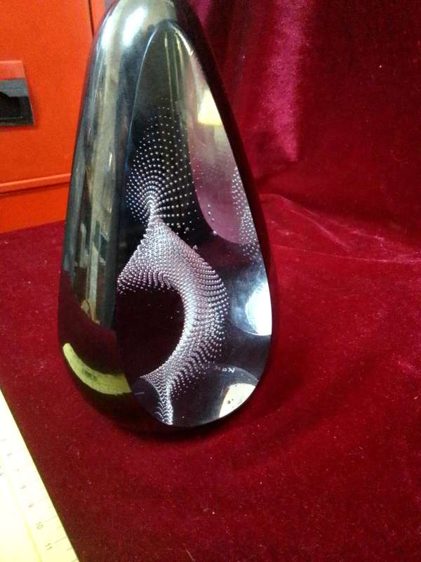 Stunning Murano Glass Paperweight With Silver Swirl 19cm (H)- Karl Thig 2012 Germany -Good Condition