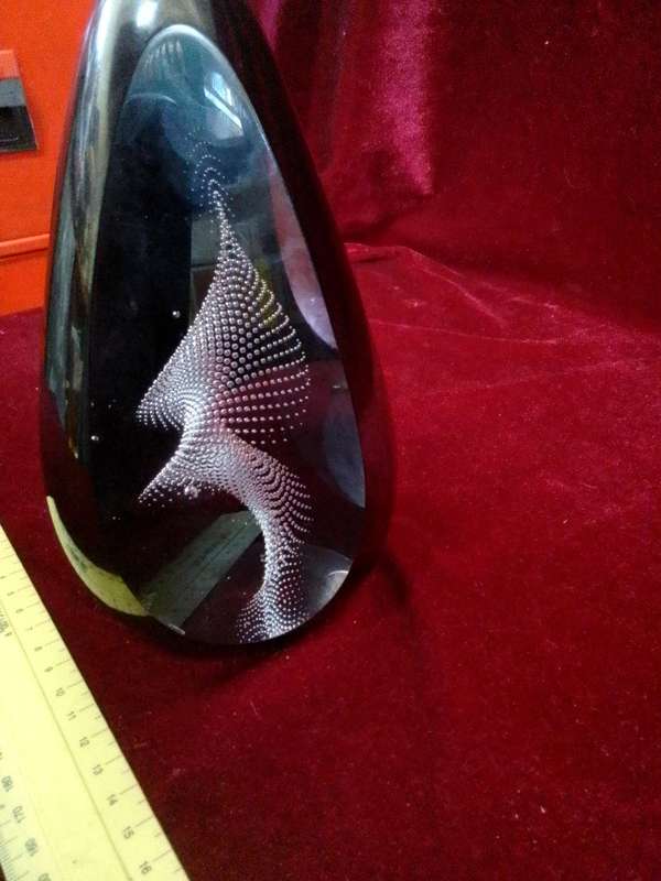 Stunning Murano Glass Paperweight With Silver Swirl 19cm (H)- Karl Thig 2012 Germany -Good Condition