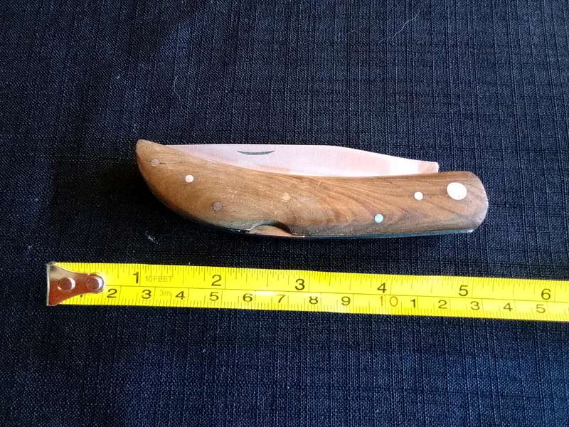 Stunning Stainless Steel Single Blade Folding Pocket Knife With Wooden Handle-Good Condition