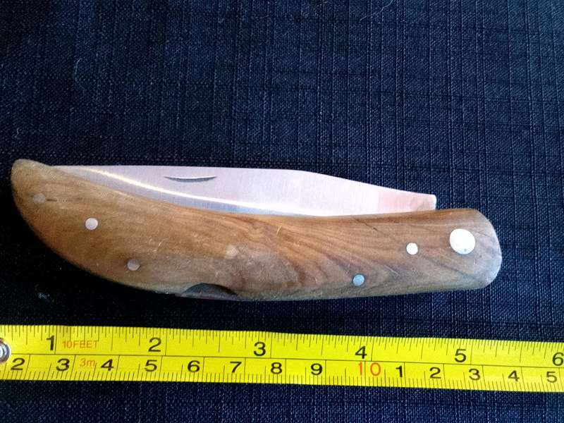 Stunning Stainless Steel Single Blade Folding Pocket Knife With Wooden Handle-Good Condition