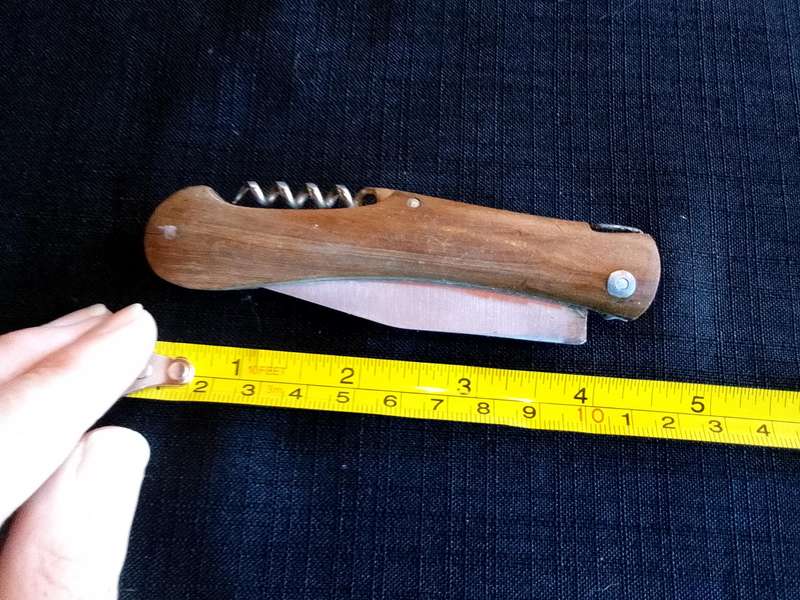 Stunning Stainless Steel  Folding Pocket Knife With Corkscrew And Wooden Handle-Good Condition