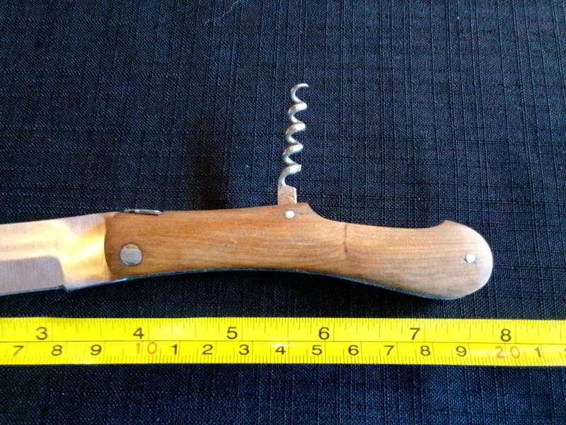 Stunning Stainless Steel  Folding Pocket Knife With Corkscrew And Wooden Handle-Good Condition