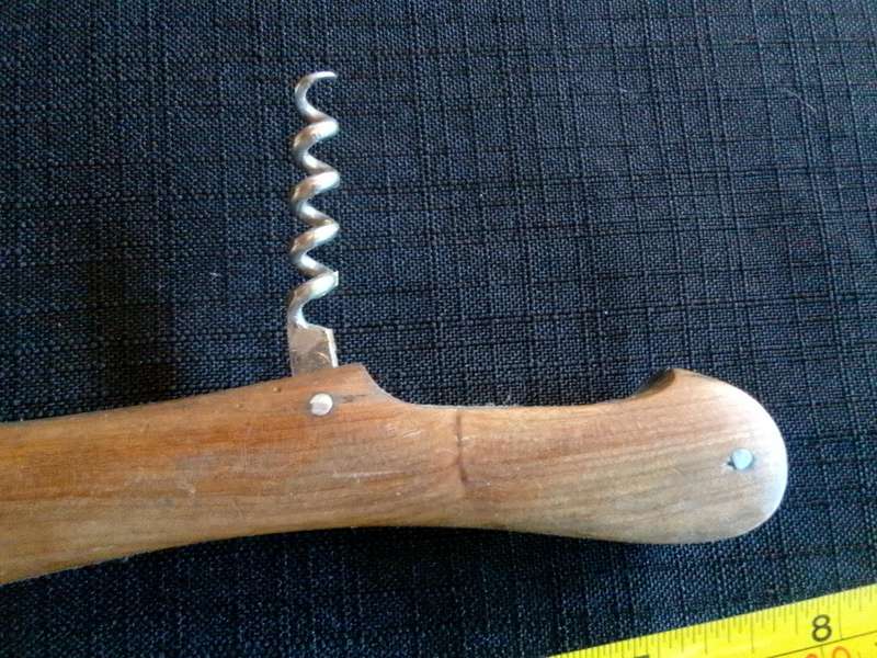 Stunning Stainless Steel  Folding Pocket Knife With Corkscrew And Wooden Handle-Good Condition
