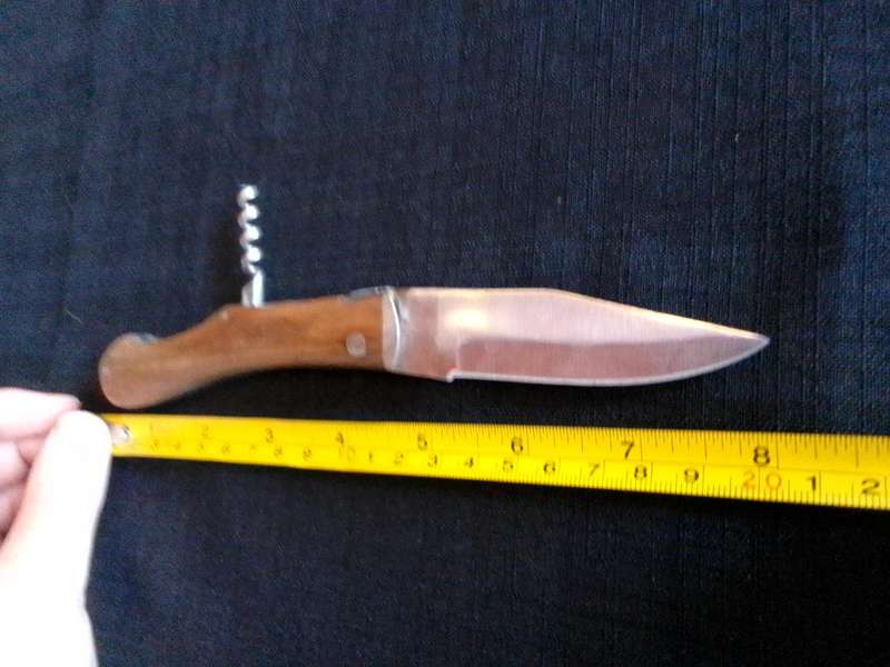 Stunning Stainless Steel  Folding Pocket Knife With Corkscrew And Wooden Handle-Good Condition