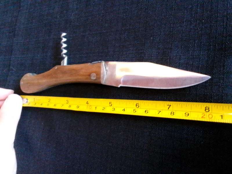 Stunning Stainless Steel  Folding Pocket Knife With Corkscrew And Wooden Handle-Good Condition