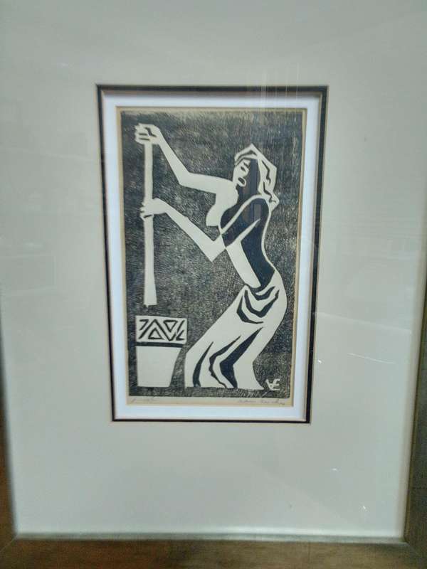 Stunning Linocut SA Artist Maurice Van Essche - 1906-1977 -Nude -Signed in Pencil - L 61 X 47.5