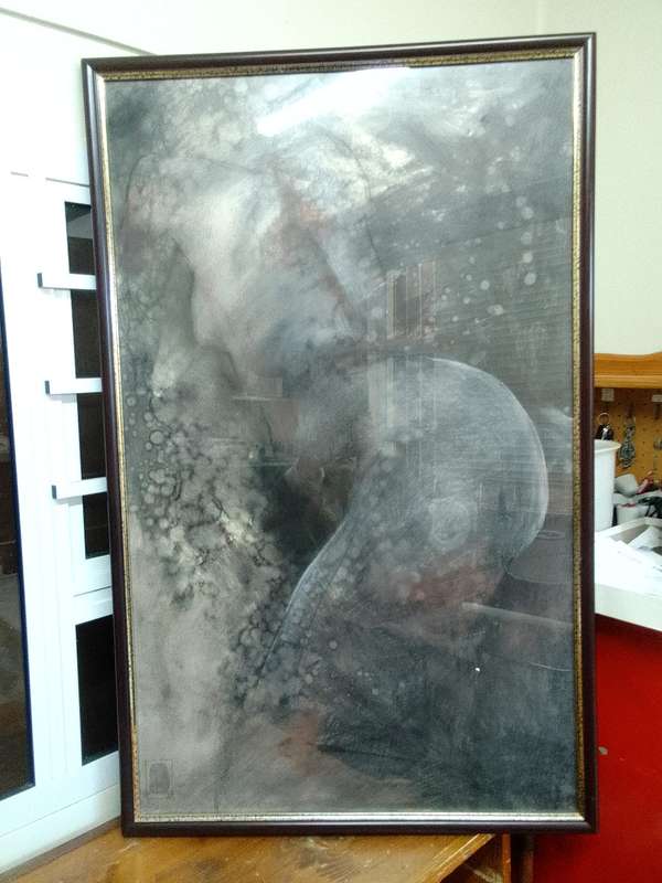 Stunning Charcoal Nude On Board   -Beautifully Framed -Popular SA Artist Marie Grotepass L 102 X63cm