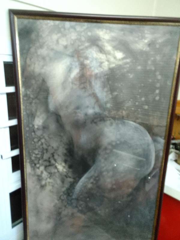 Stunning Charcoal Nude On Board   -Beautifully Framed -Popular SA Artist Marie Grotepass L 102 X63cm