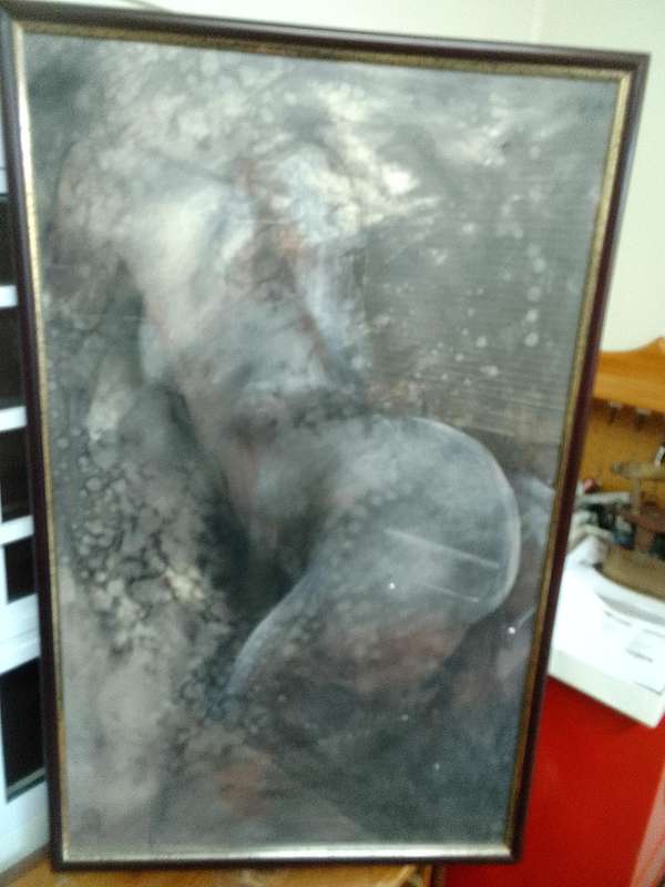 Stunning Charcoal Nude On Board   -Beautifully Framed -Popular SA Artist Marie Grotepass L 102 X63cm