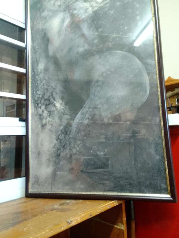 Stunning Charcoal Nude On Board   -Beautifully Framed -Popular SA Artist Marie Grotepass L 102 X63cm