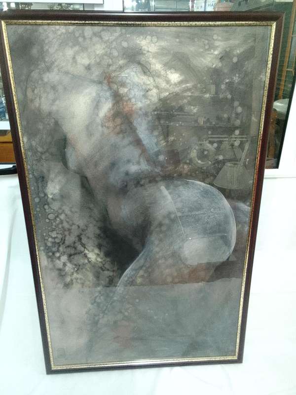 Stunning Charcoal Nude On Board   -Beautifully Framed -Popular SA Artist Marie Grotepass L 102 X63cm
