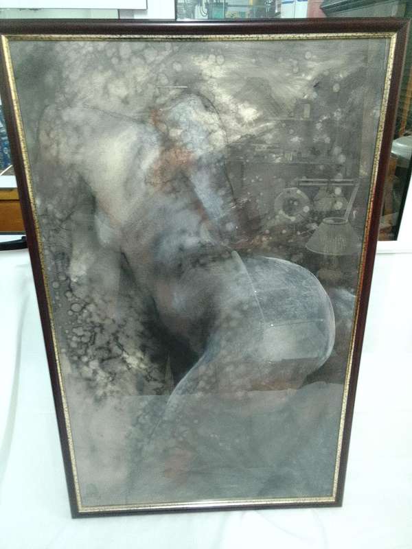 Stunning Charcoal Nude On Board   -Beautifully Framed -Popular SA Artist Marie Grotepass L 102 X63cm