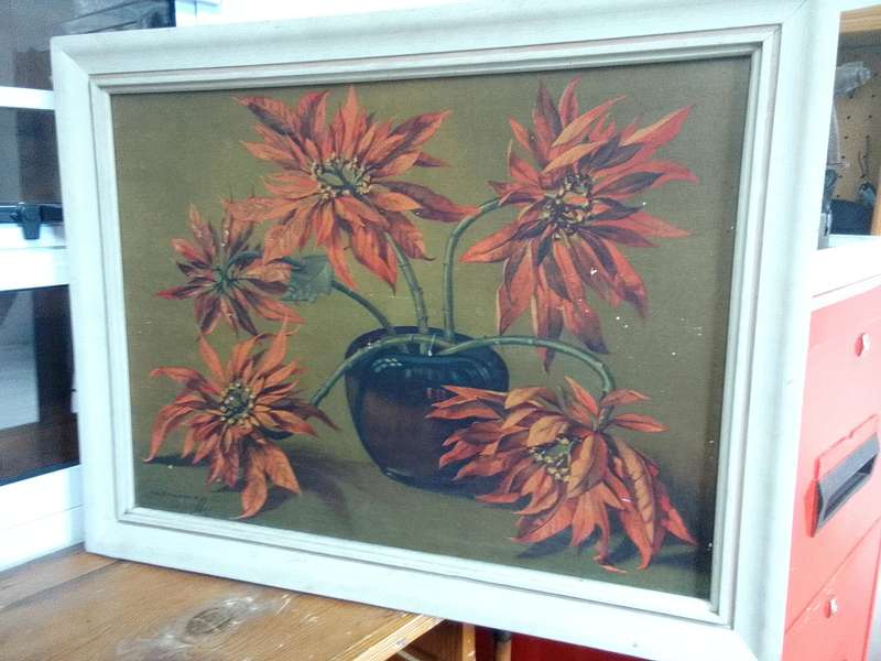 Beautiful 1951 Print Of International Artist Vladimur Trenchikoff 1913-2006 -Poinsettias  - See Desp