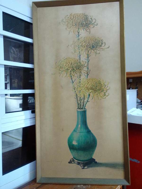 Beautiful Large Print Of International Artist Vladimur Trenchikoff 1913-2006 - Chrysanthemums