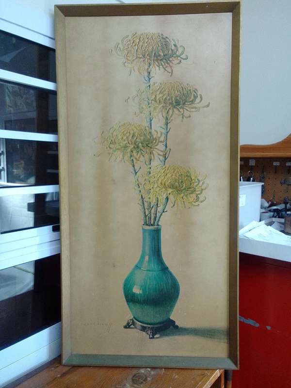 Beautiful Large Print Of International Artist Vladimur Trenchikoff 1913-2006 - Chrysanthemums