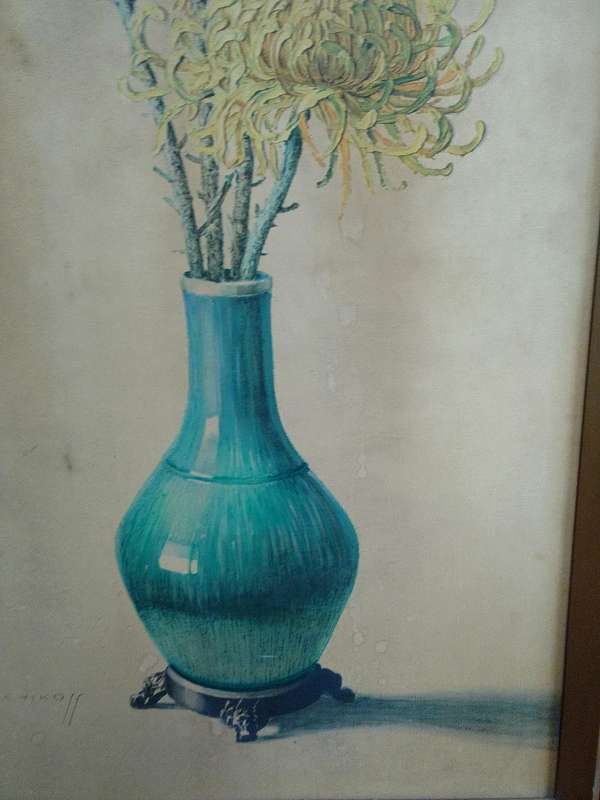Beautiful Large Print Of International Artist Vladimur Trenchikoff 1913-2006 - Chrysanthemums
