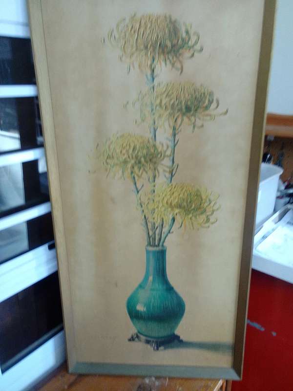 Beautiful Large Print Of International Artist Vladimur Trenchikoff 1913-2006 - Chrysanthemums