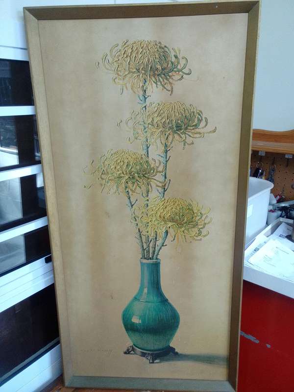 Beautiful Large Print Of International Artist Vladimur Trenchikoff 1913-2006 - Chrysanthemums