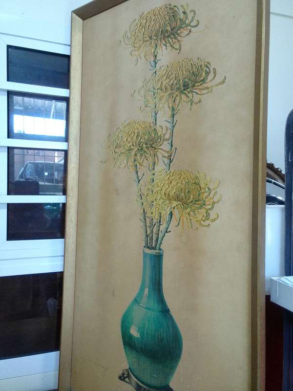 Beautiful Large Print Of International Artist Vladimur Trenchikoff 1913-2006 - Chrysanthemums