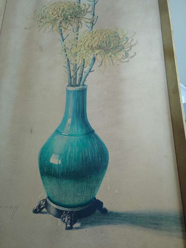 Beautiful Large Print Of International Artist Vladimur Trenchikoff 1913-2006 - Chrysanthemums