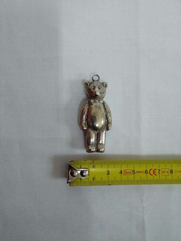Beautiful Vintage Sliver Plated E.P.N.S Teddy Bear Rattle Pendant - Good Condition