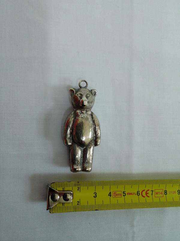 Beautiful Vintage Sliver Plated E.P.N.S Teddy Bear Rattle Pendant - Good Condition