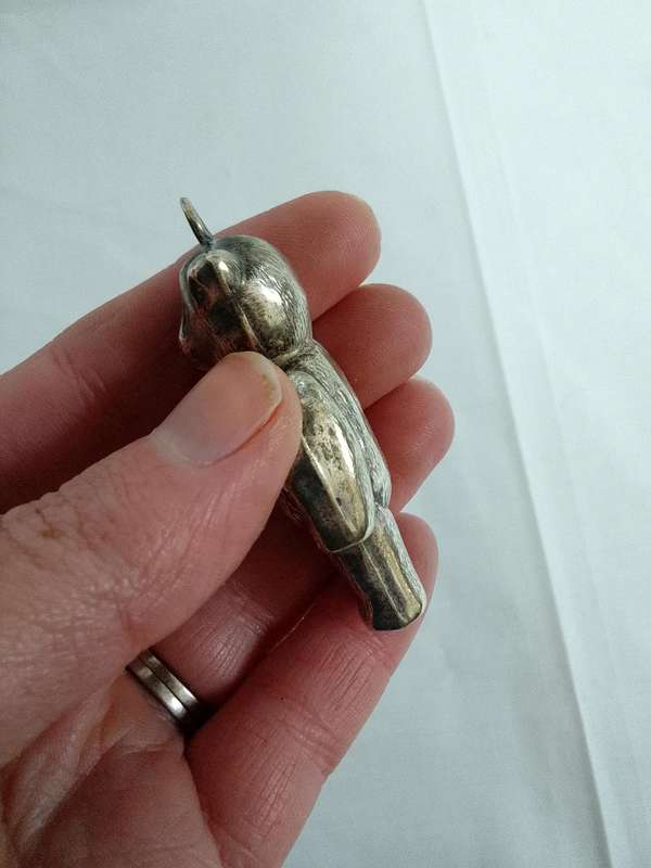 Beautiful Vintage Sliver Plated E.P.N.S Teddy Bear Rattle Pendant - Good Condition