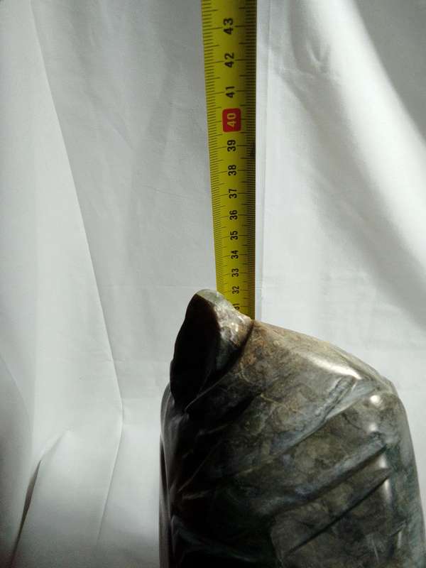Stunning Heavy Carved Jade Stone Horse Head Mounted On Sleeper Wooden Stand - Good Condition