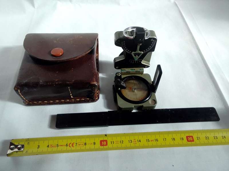 Meridian Prismatic Compass and Clinometer -Made In Switzerland-In Leather Pouch With Accesories